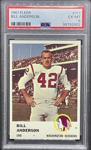 1961 Fleer #111 Bill Anderson PSA 6 EX-MT - NFL Pro Bowl - Super Bowl Champ - Picture 1 of 2