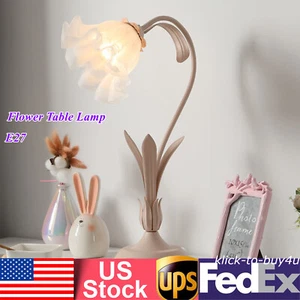 Modern Pink Flower Desk Reading Lamp LED Nightstand Lamp Table Lamp Bedside E27 - Picture 1 of 12