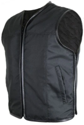 MDM Textil Bikerweste Clubweste Kutte Rockerweste Motorrad Weste schwarz leicht