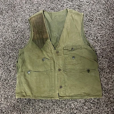 Винтажный европейский охотничий жилет 40-50-х годов оливковый M-L квадратный крой б/у - Изображение 1 из 4