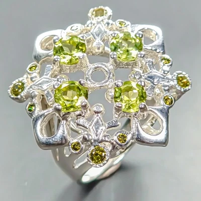 Joyería Anillo Peridoto Natural Plata de Ley 925 Talla 8/R445606 Foto 1 de 4