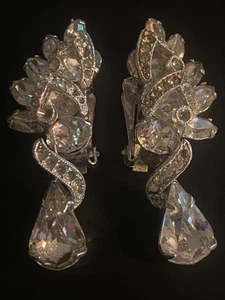 De Colección Eisenberg Diamantes de Imitación Transparente Caída Clip Pendiente Firmado Falta Piedra - Imagen 1 de 13