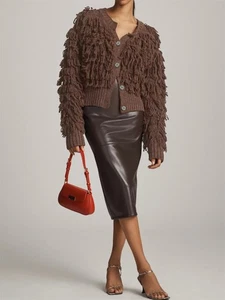 Women Cardigan Sweaters  Button Down Chunky Knit Cropped Tassel Breasted Coat - Picture 1 of 8