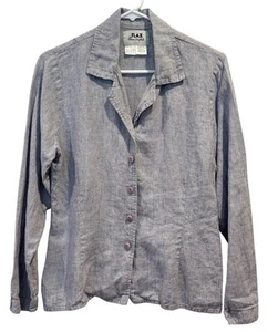 Flachs Vintage 100% Leinen Button Down Hemd Größe S - Bild 1 von 5