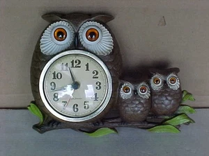 vintage burwood owl owl's family battery wall clock working condition nice - Picture 1 of 14