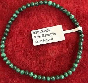 4mm -  Malachite - Natural Stone Beads - Stretch Bracelet - - Picture 1 of 1