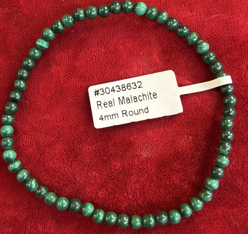 4mm -  Malachite - Natural Stone Beads - Stretch Bracelet - - Image 1 of 1