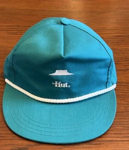 Vintage 90s Pizza Hut Teal Snapback Hat Rope Cap Crest Uniforms USA Employee - Picture 1 of 8