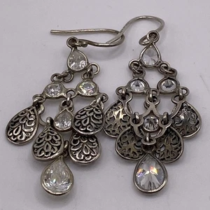 "Pendientes de araña en cascada Silpada de plata esterlina circonita cúbica 2"" 2,4 g W2795" - Imagen 1 de 5