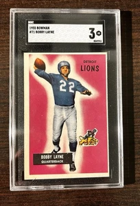 1955 Bowman - Bobby Layne #71 Graded Rookie SGC 3 - Bild 1 von 2