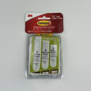 3M Command Picture Hanging Strips 4-16lb Multi-Pack 3 Sizes New (Package Damage) - Picture 1 of 8