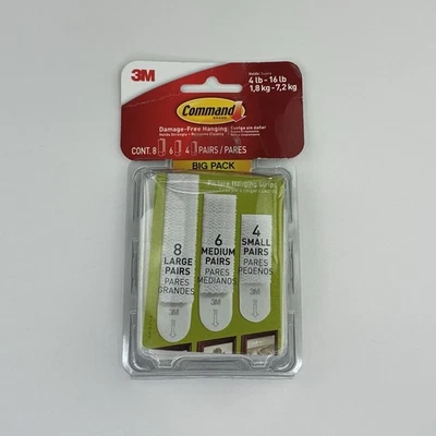 3M Command Picture Hanging Strips 4-16lb Multi-Pack 3 Sizes New (Package Damage) - Image 1 of 4