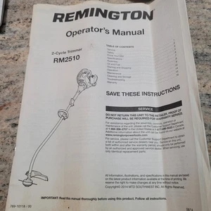 MTD Remington RM2510 2-Takt-Trimmer Bedienungsanleitung Form 769-10118/00 - Bild 1 von 5