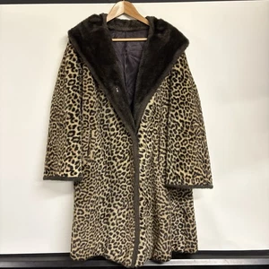 Vintage 1970’s Simba Cheeta Print Faux Fur Coat, Size Large - Picture 1 of 4