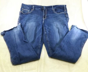 Cowgirl Tuff Co Womens Blue Denim Jeans W40 L33 Embroidered Pockets Stretch... - Picture 1 of 14