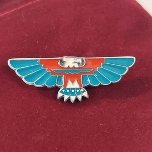 Vintage 1992 Siskiyou Thunderbird Bolokrawatte Schiebeclip Emaille Western Southwest - Bild 1 von 7