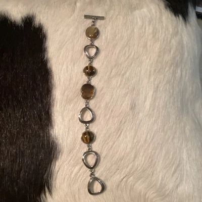 Pulsera Lia Sophia Confección Tono Plata Palanca con Piedras Ojo de Tigre Foto 1 de 4