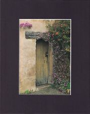 8X10" Matted Print Art Photo Picture: Door, Wood with Flowers