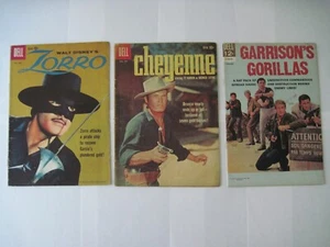 Lot of 3 Dell Comics Zorro #8 (1959) Cheyenne #12, Garrison's Gorillas issue #1 - Picture 1 of 12