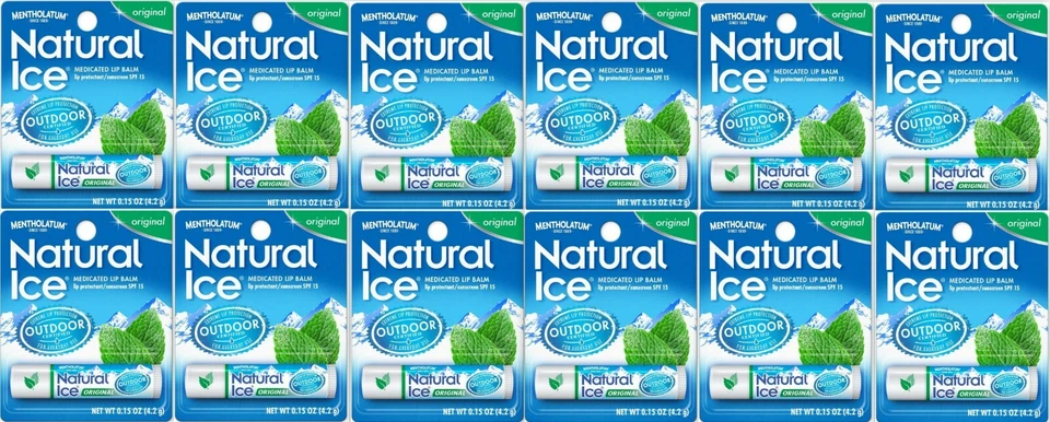 Bálsamo Labial Mentolatum HIELO NATURAL Original FPS 15 (12 tubos) NUEVO LOOK LLEGANDO Foto 1 de 3