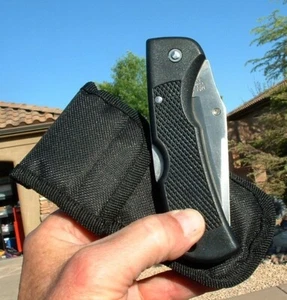 MAXAM (NAVY)COMBO EDGE BLACK PLASTIC LOCKBACK HANDLE FOLDING POCKET w/CASE 8 1/2 - Picture 1 of 7