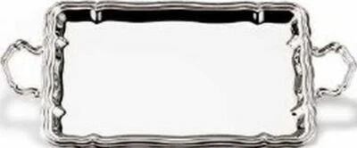 Vassoio rettangolare con manici placcato argento stile 700 - Immagine 1 di 2