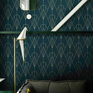 Eco-Friendly Art Deco Green Wallpaper Sheets Made in Italy - Picture 1 of 10