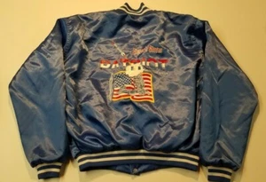 vintage PATRIOT MISSILE Jacket Large Satin Windbreaker Desert Storm Air Defense - Picture 1 of 8