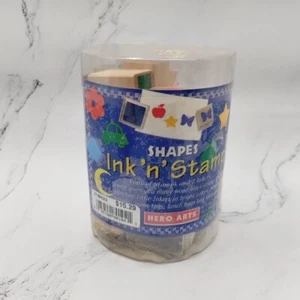 Vtg Hero Arts Shapes Ink N Stamps Wood Block Rubber New In Package  - Picture 1 of 12