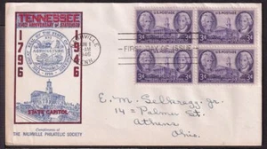 Tennessee Centennial 150th Sc 941-20 FDC 1946 1st Nashville Philatelic Cachet - Imagen 1 de 1
