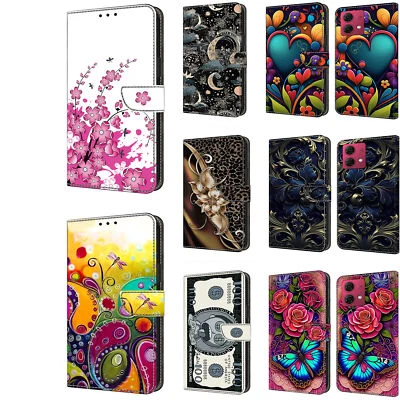 Flower Printed Wallet Phone Case for Motorola G73 G84 G14 G32 G53 G13 G60 G62 - Image 1 of 4