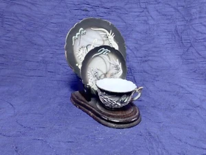 Vintage Japanese Moriage Dragonware Lithophane Tea Cup, Saucer and Plate - Picture 1 of 9