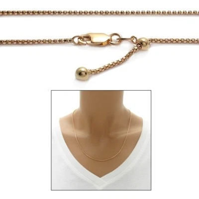 925 Sterling Silver Rose Gold Plated 22"-36" Adjustable Popcorn Chain Necklace — 第 1/3 张图片