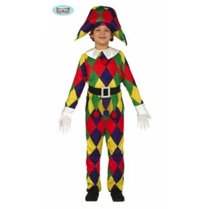 COSTUME ARLECCHINO BAMBINO CARNEVALE VESTITO LUNGO GUIRCA UNISEX COLORATO - Imagen 1 de 2