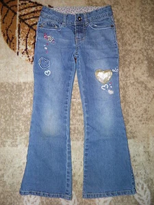 Faded Glory Embellished Flare Blue Jeans Size 6 - Picture 1 of 2