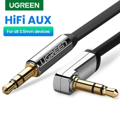 UGREEN 3.5mm Audio HiFi Male to Male 90 Degree Aux Cable For Car Headphone Phone - Image 1 of 4