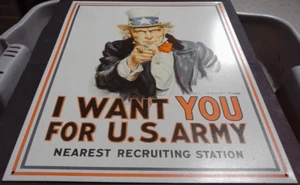Letrero de metal Uncle Sam I Want You for US Army Recruiting Station EE. UU. - Imagen 1 de 2
