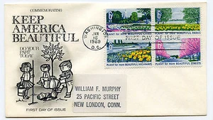 1365-68 Beautification of America, Fleetwood, Etikett adressiert, 4er Block, FDC - Bild 1 von 1