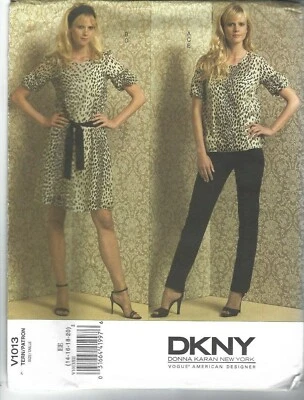 Vogue Sewing Pattern 1013, Donna Karan Dress, Top, Slip, Pants, Size 14-20 Uncut - Image 1 of 2