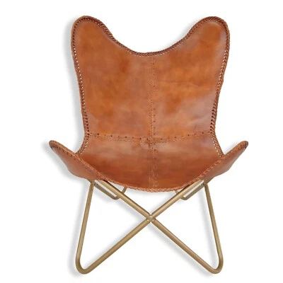 Leather Butterfly Chair Lounge Accent Living Room Garden Office Relax Armchair - Image 1 of 4