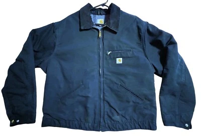 Men’s Carhartt J01 BLK Detroit Jacket Blanket Lined Corduroy Collar USA 2XL Tall - Image 1 of 4