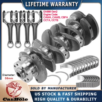 Cigüeñal y cojinete del motor y barras de cono para Audi A5 A6 Q3 Q5 TT VWEA888 Gen2 2.0T Foto 1 de 4
