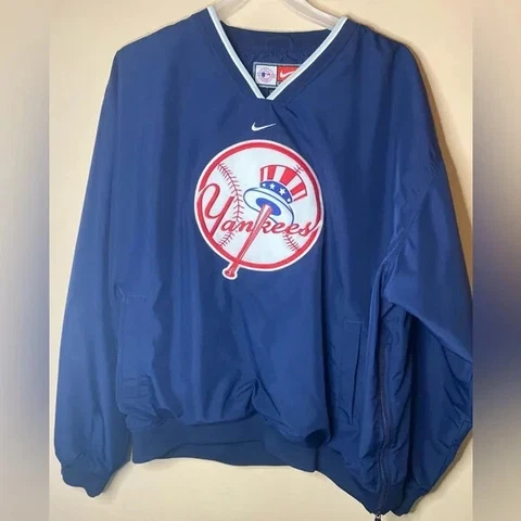 Vintage Nike Team New York Yankees Lined Pullover Windbreaker V Neck - Men’s XL Cover