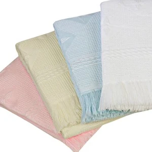 BABYPREM BOYS GIRLS NEWBORN + STAR BABY SHAWL BLANKET WHITE CREAM PINK BLUE - Picture 1 of 7
