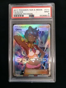 Graded PSA 9 2017 PM Sun & Moon Full Art OLIVIA #111 Crimson Invasion MINT - Picture 1 of 4