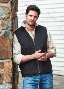 New Burke & Wills Balranald Vest 6Oz Oilskin Adult Winter Vest Brown Sherpa - Picture 1 of 14