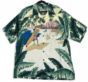 Vintage Tori Richard Hawaiian Shirt Mens 2XL Beach Pink Royal Hawaiian Hotel - Picture 1 of 15
