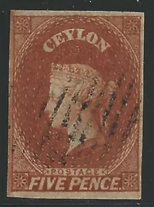 1857 CEYLON - SG n. 5 5d chestnut USED - Picture 1 of 1