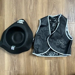 Halloween Skull Crossbones Hat Plastic Waistcoat Roughly Age 3-5 Years Costume - Picture 1 of 2