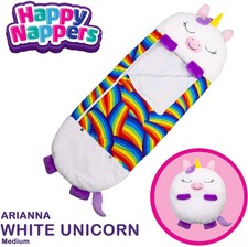 Happy Nappers Pillow & Sleepy Sack with Pillow - Medium 54” x 20”, White Unicorn